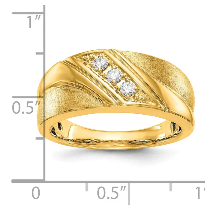 015ct CZ Solid Real 14K Yellow Gold Mens Wedding Band Ring Goldia Rings