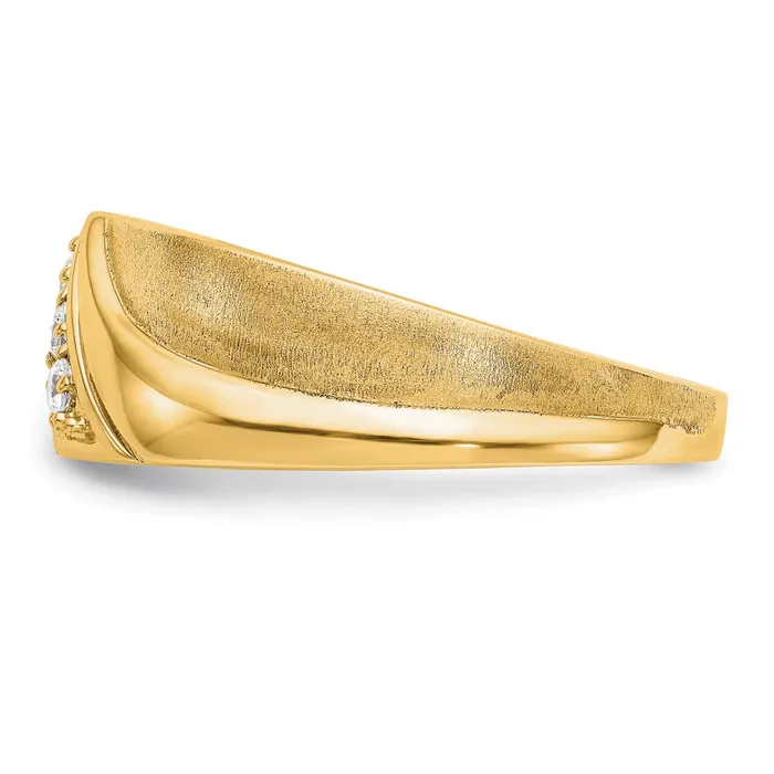 015ct CZ Solid Real 14K Yellow Gold Mens Wedding Band Ring Goldia Rings