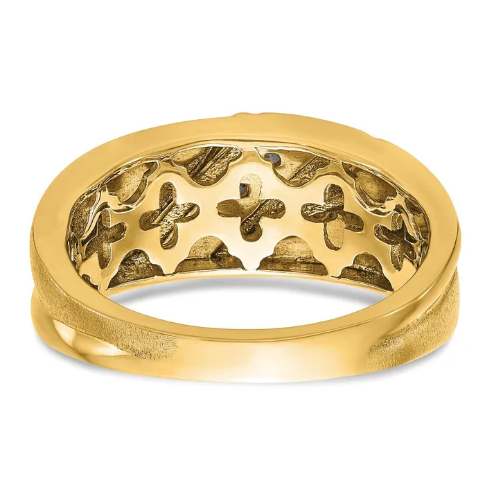 015ct CZ Solid Real 14K Yellow Gold Mens Wedding Band Ring Goldia Rings