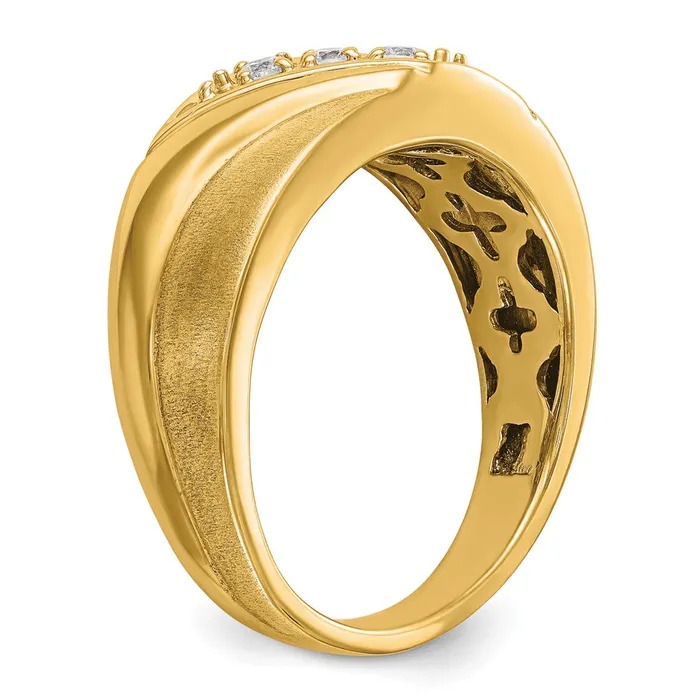 015ct CZ Solid Real 14K Yellow Gold Mens Wedding Band Ring Goldia Rings