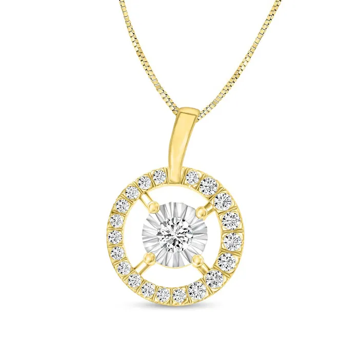 017 CT TW Natural Diamond Circle Pendant in 10K TwoTone Gold Goldia Necklaces 017 CT TW Natural Diamond Circle Pendant in 10K TwoTone Gold Goldia Necklaces