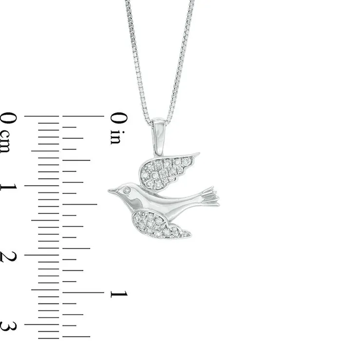 017 CT TW Natural Diamond Dove Pendant in Sterling Silver Goldia Necklaces 017 CT TW Natural Diamond Dove Pendant in Sterling Silver Goldia Necklaces
