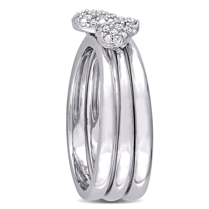 017 CT TW Natural Diamond Three Piece Stackable Ring Set in Sterling Silver Goldia Rings 017 CT TW Natural Diamond Three Piece Stackable Ring Set in Sterling Silver Goldia Rings