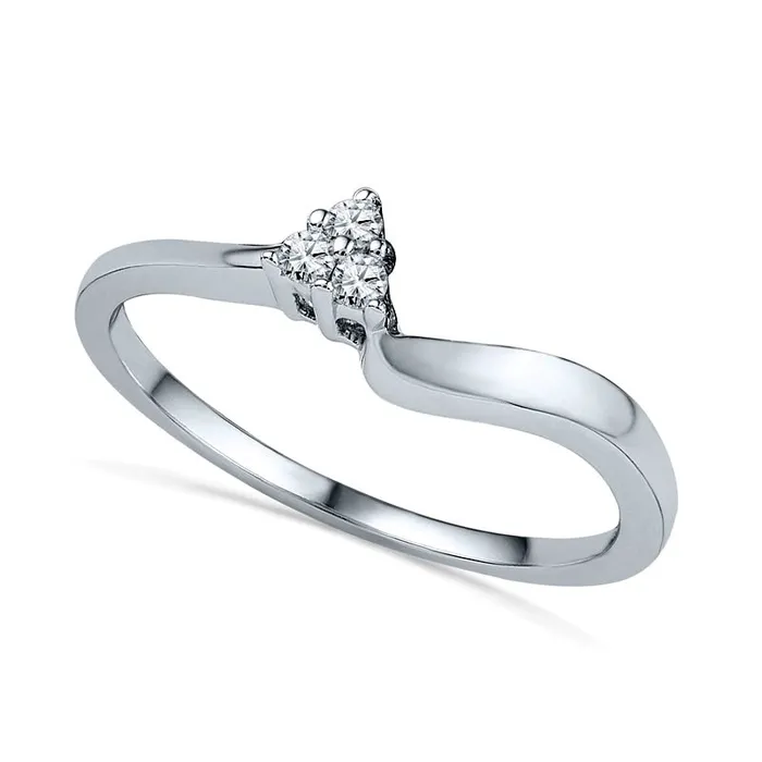 017 CT TW Natural Diamond Three Stone Slant Bridal Engagement Ring Set in Solid 10K White Gold Goldia Rings 017 CT TW Natural Diamond Three Stone Slant Bridal Engagement Ring Set in Solid 10K White Gold Goldia Rings