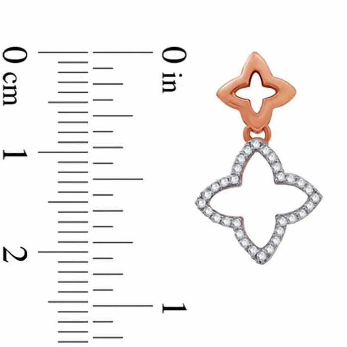 02 CT TW Diamond Double Clover Drop Earrings in 10K Rose Gold Goldia Earrings 02 CT TW Diamond Double Clover Drop Earrings in 10K Rose Gold Goldia Earrings