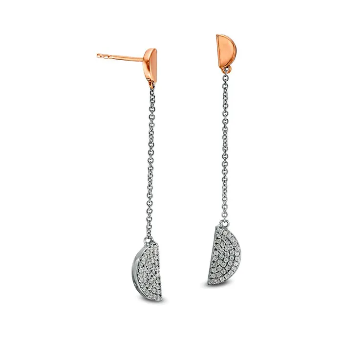 02 CT TW Diamond Half Circle Dangle Drop Earrings in 10K TwoTone Gold Goldia Earrings 02 CT TW Diamond Half Circle Dangle Drop Earrings in 10K TwoTone Gold Goldia Earrings