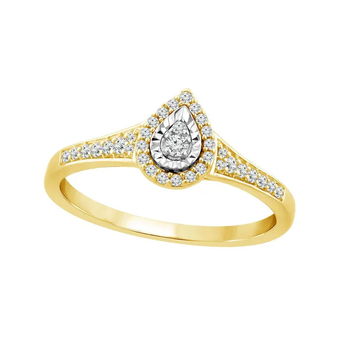 020 CT TW Natural Diamond Teardrop Frame Promise Ring in Solid 10K Yellow Gold Goldia Rings 020 CT TW Natural Diamond Teardrop Frame Promise Ring in Solid 10K Yellow Gold Goldia Rings