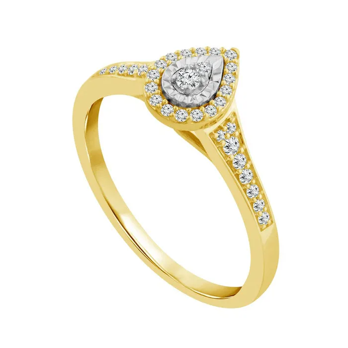 020 CT TW Natural Diamond Teardrop Frame Promise Ring in Solid 10K Yellow Gold Goldia Rings 020 CT TW Natural Diamond Teardrop Frame Promise Ring in Solid 10K Yellow Gold Goldia Rings