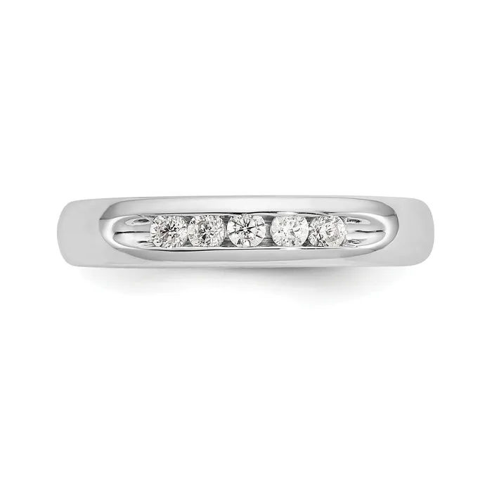 020ct CZ Solid Real 14K White Gold 5Stone Channel Wedding Band Ring Goldia Rings