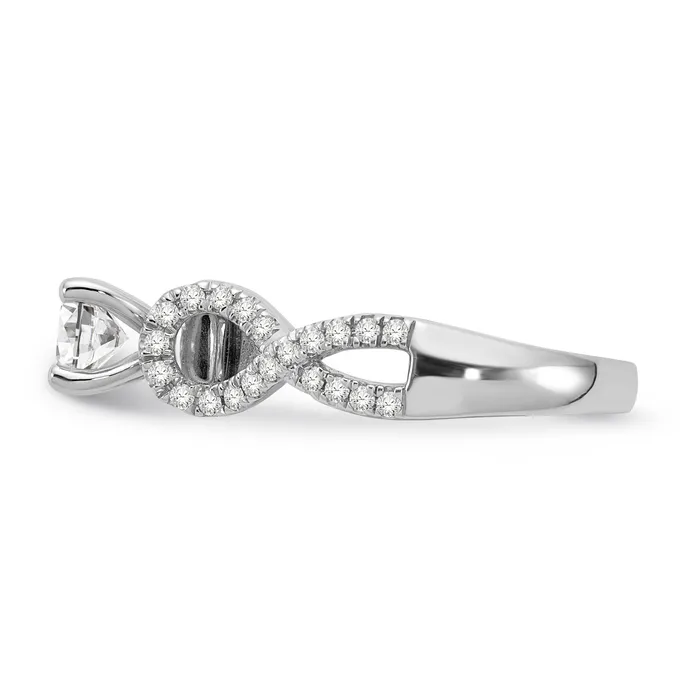 021ct CZ Solid Real 14k White Gold Peg Set Infinity Engagement Ring Goldia Rings
