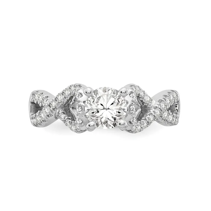 021ct CZ Solid Real 14k White Gold Peg Set Infinity Engagement Ring Goldia Rings
