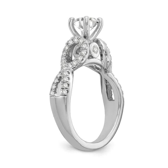 021ct CZ Solid Real 14k White Gold Peg Set Infinity Engagement Ring Goldia Rings