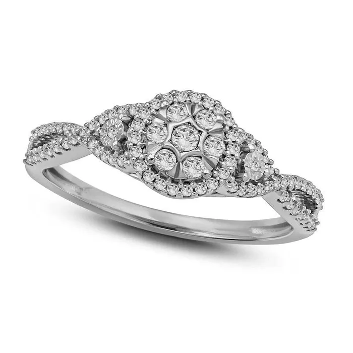 025 CT TW Composite Natural Diamond Frame Twist Promise Ring in Solid 10K White Gold Goldia Rings 025 CT TW Composite Natural Diamond Frame Twist Promise Ring in Solid 10K White Gold Goldia Rings