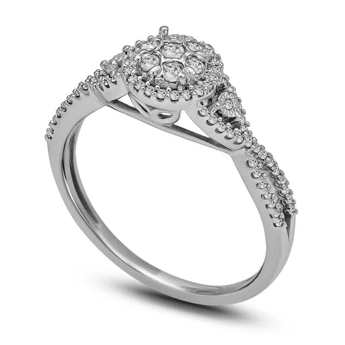 025 CT TW Composite Natural Diamond Frame Twist Promise Ring in Solid 10K White Gold Goldia Rings 025 CT TW Composite Natural Diamond Frame Twist Promise Ring in Solid 10K White Gold Goldia Rings