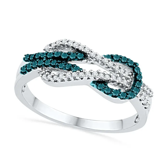025 CT TW Enhanced Blue and White Natural Diamond Infinity Ring in Solid 10K White Gold Goldia Rings 025 CT TW Enhanced Blue and White Natural Diamond Infinity Ring in Solid 10K White Gold Goldia Rings