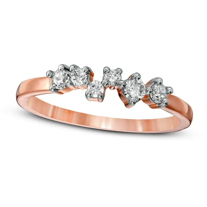 025 CT TW Natural Diamond Scatter Band in Solid 10K Rose Gold Goldia Rings 025 CT TW Natural Diamond Scatter Band in Solid 10K Rose Gold Goldia Rings