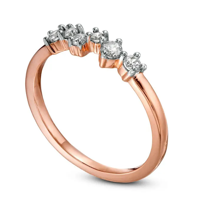 025 CT TW Natural Diamond Scatter Band in Solid 10K Rose Gold Goldia Rings 025 CT TW Natural Diamond Scatter Band in Solid 10K Rose Gold Goldia Rings