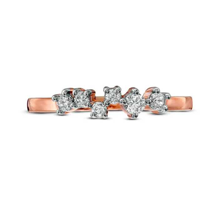 025 CT TW Natural Diamond Scatter Band in Solid 10K Rose Gold Goldia Rings 025 CT TW Natural Diamond Scatter Band in Solid 10K Rose Gold Goldia Rings
