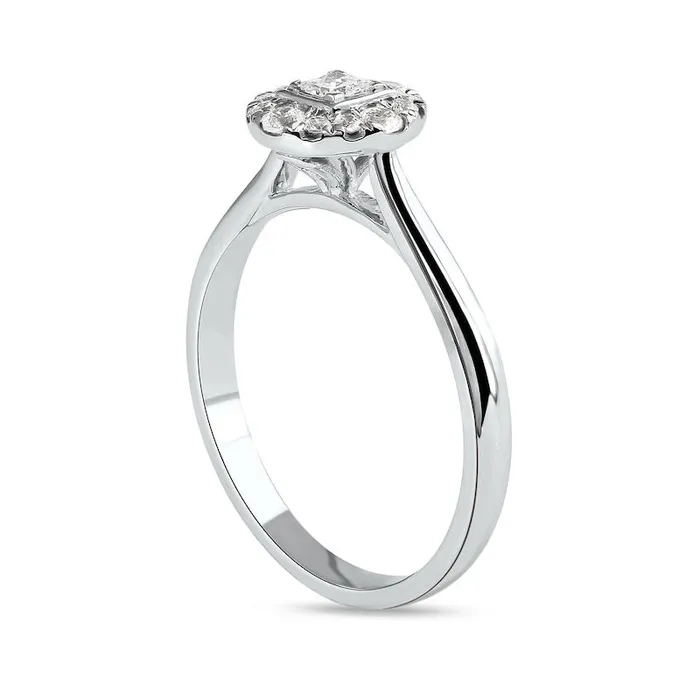 033 CT TW PrincessCut Natural Diamond Round Frame Engagement Ring in Solid 10K White Gold II3 Goldia Rings 033 CT TW PrincessCut Natural Diamond Round Frame Engagement Ring in Solid 10K White Gold II3 Goldia Rings