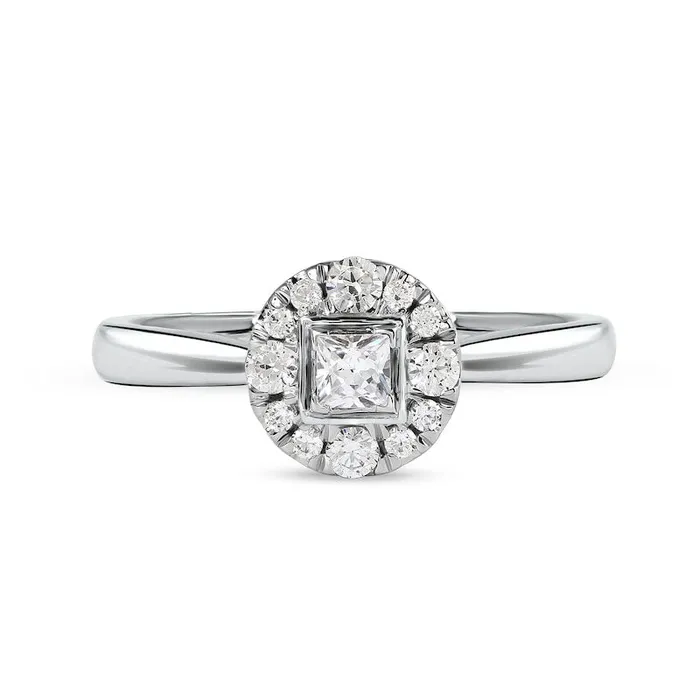 033 CT TW PrincessCut Natural Diamond Round Frame Engagement Ring in Solid 10K White Gold II3 Goldia Rings 033 CT TW PrincessCut Natural Diamond Round Frame Engagement Ring in Solid 10K White Gold II3 Goldia Rings