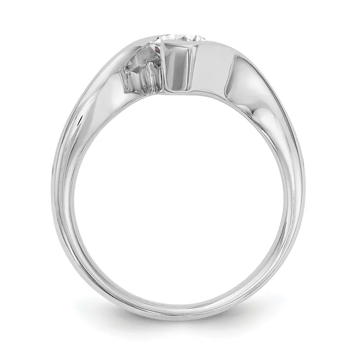 033ct CZ Solid Real 14k White Gold Marquise Bezel Solitaire Engagement Ring Goldia Rings
