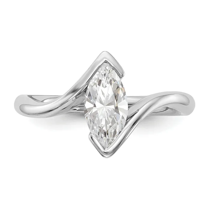 033ct CZ Solid Real 14k White Gold Marquise Bezel Solitaire Engagement Ring Goldia Rings