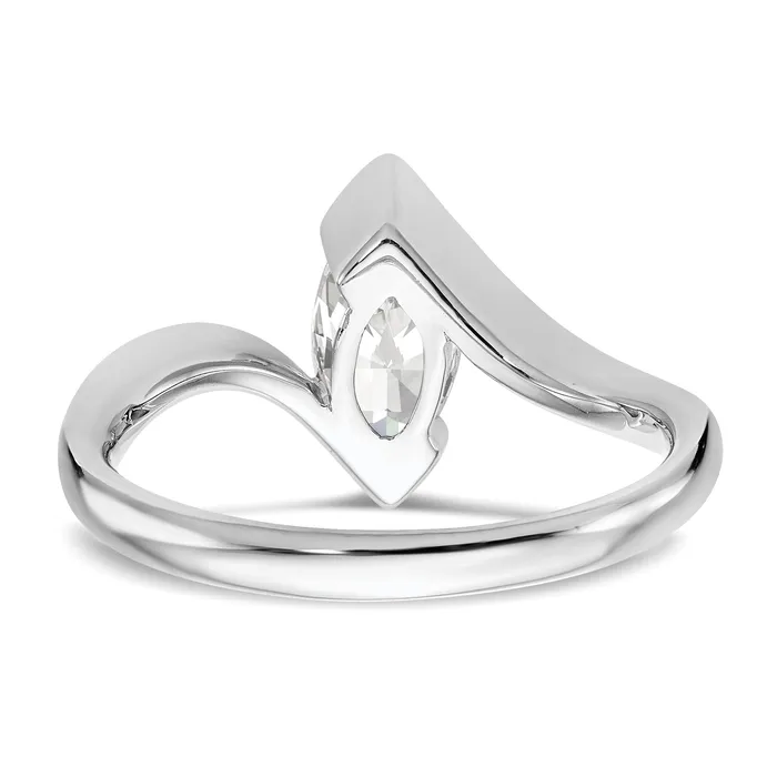 033ct CZ Solid Real 14k White Gold Marquise Bezel Solitaire Engagement Ring Goldia Rings