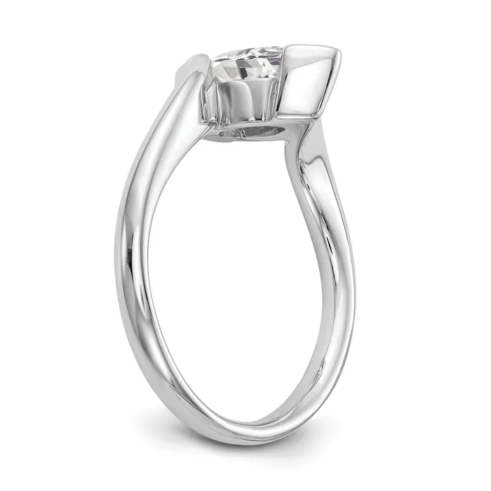 033ct CZ Solid Real 14k White Gold Marquise Bezel Solitaire Engagement Ring Goldia Rings
