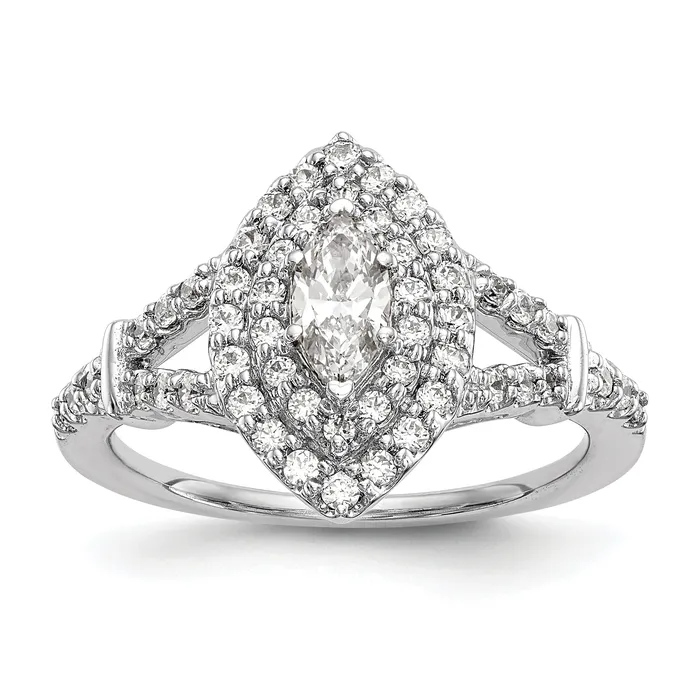 038ct CZ Solid Real 14K White Gold Marquise Double Halo Engagement Ring Goldia Rings 038ct CZ Solid Real 14K White Gold Marquise Double Halo Engagement Ring Goldia Rings