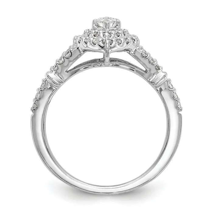 038ct CZ Solid Real 14K White Gold Marquise Double Halo Engagement Ring Goldia Rings