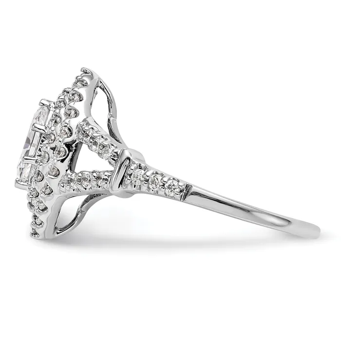 038ct CZ Solid Real 14K White Gold Marquise Double Halo Engagement Ring Goldia Rings
