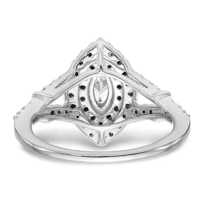 038ct CZ Solid Real 14K White Gold Marquise Double Halo Engagement Ring Goldia Rings