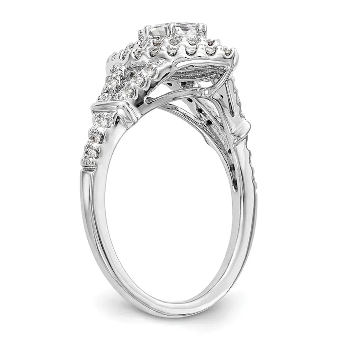 038ct CZ Solid Real 14K White Gold Marquise Double Halo Engagement Ring Goldia Rings