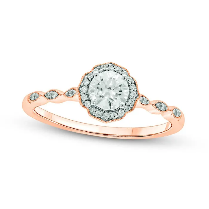 050 CT TW Natural Diamond Frame Antique VintageStyle Engagement Ring in Solid 10K Rose Gold II2 Goldia Rings 050 CT TW Natural Diamond Frame Antique VintageStyle Engagement Ring in Solid 10K Rose Gold II2 Goldia Rings