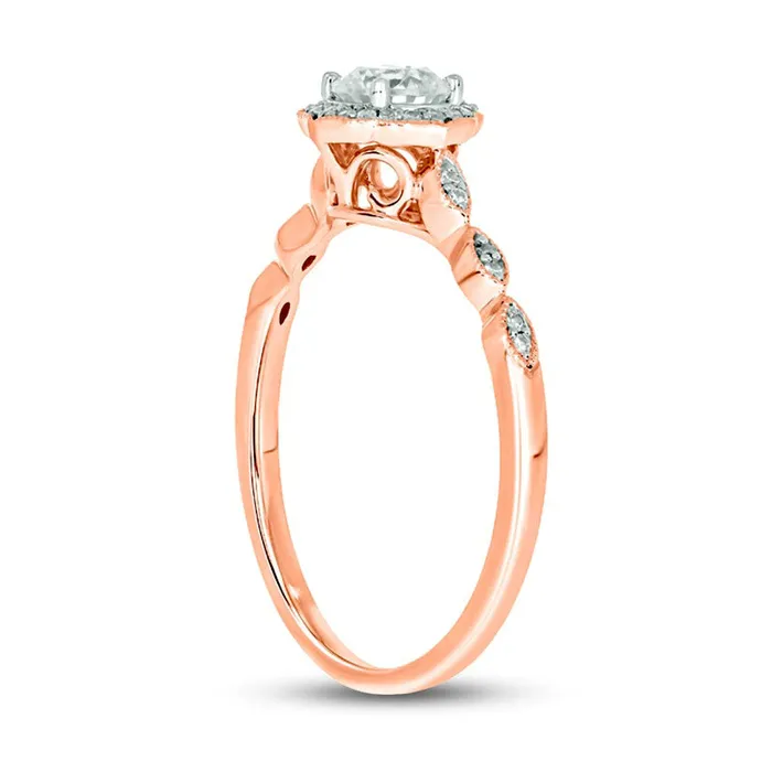 050 CT TW Natural Diamond Frame Antique VintageStyle Engagement Ring in Solid 10K Rose Gold II2 Goldia Rings 050 CT TW Natural Diamond Frame Antique VintageStyle Engagement Ring in Solid 10K Rose Gold II2 Goldia Rings