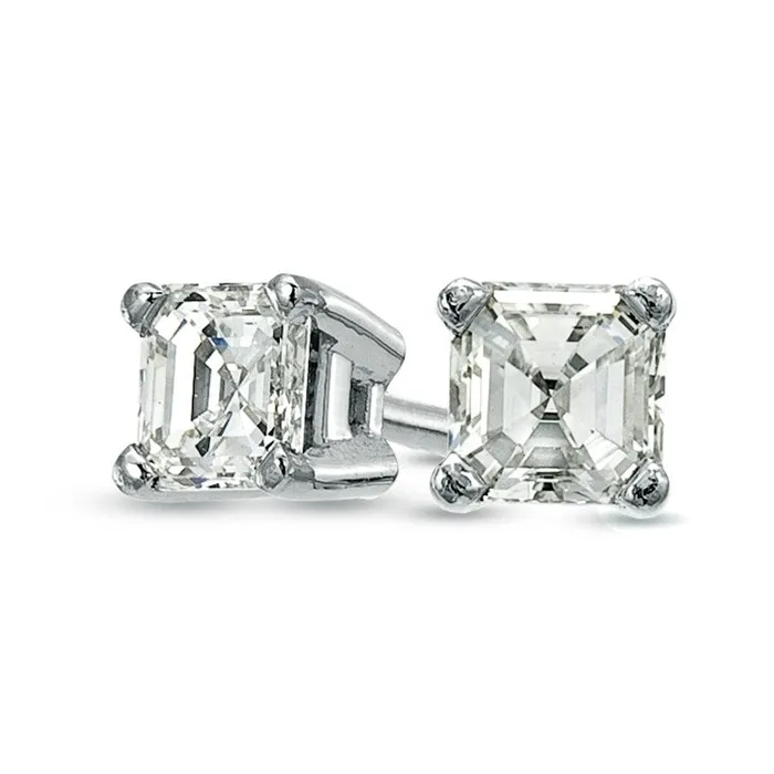 063 CT TW Certified AsscherCut Diamond Solitaire Stud Earrings in 18K White Gold IVS2 Goldia Earrings 063 CT TW Certified AsscherCut Diamond Solitaire Stud Earrings in 18K White Gold IVS2 Goldia Earrings