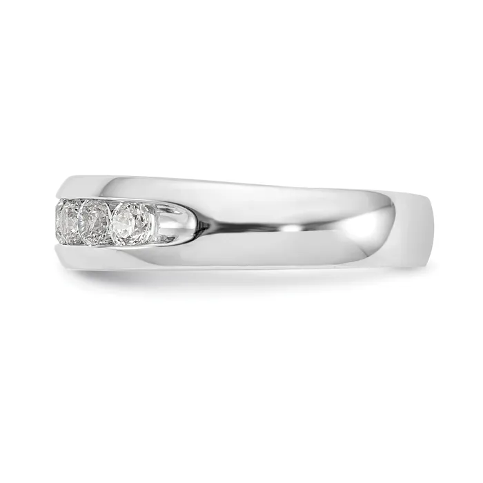 065ct CZ Solid Real 14K White Gold 7Stone Channel Wedding Band Ring Goldia Rings