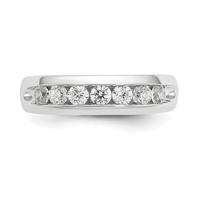 065ct CZ Solid Real 14K White Gold 7Stone Channel Wedding Band Ring Goldia Rings