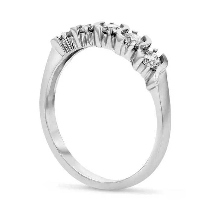 075 CT TW Natural Diamond Five Stone Anniversary Band in Solid 14K White Gold Goldia Rings 075 CT TW Natural Diamond Five Stone Anniversary Band in Solid 14K White Gold Goldia Rings
