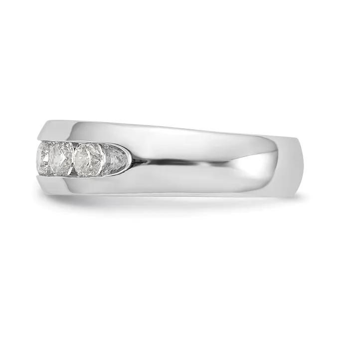 075ct CZ Solid Real 14K White Gold 5Stone Channel Wedding Band Ring Goldia Rings