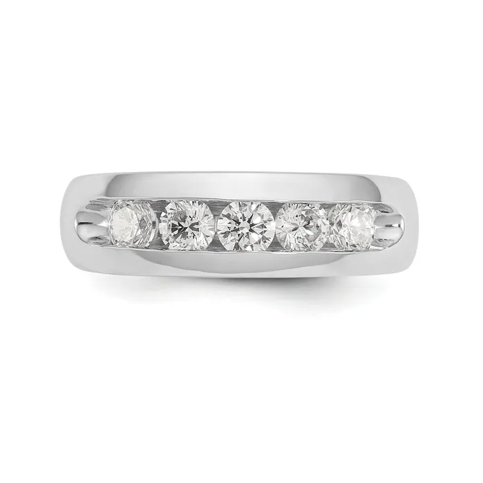 075ct CZ Solid Real 14K White Gold 5Stone Channel Wedding Band Ring Goldia Rings