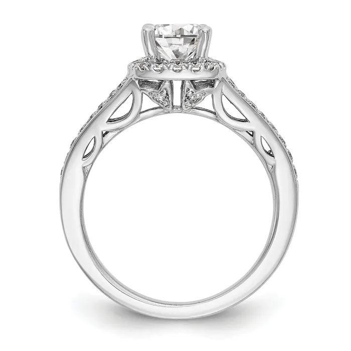 075ct CZ Solid Real 14K White Gold Round Cushion Halo Engagement Ring Goldia Rings