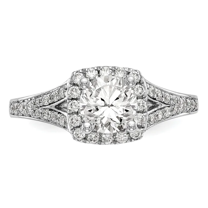 075ct CZ Solid Real 14K White Gold Round Cushion Halo Engagement Ring Goldia Rings