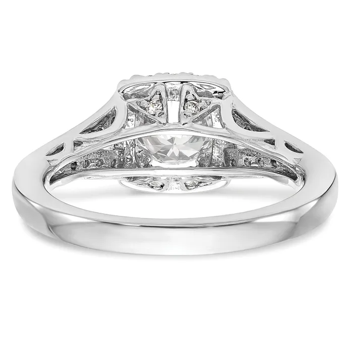 075ct CZ Solid Real 14K White Gold Round Cushion Halo Engagement Ring Goldia Rings