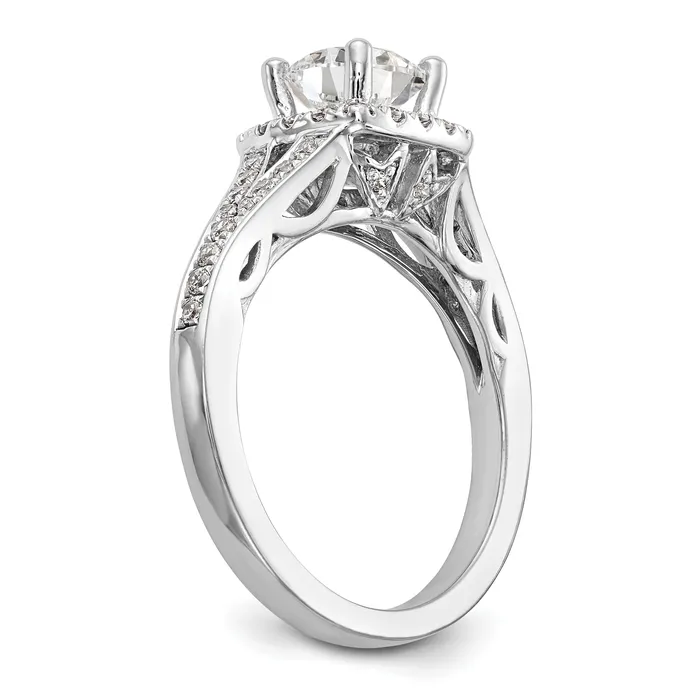 075ct CZ Solid Real 14K White Gold Round Cushion Halo Engagement Ring Goldia Rings