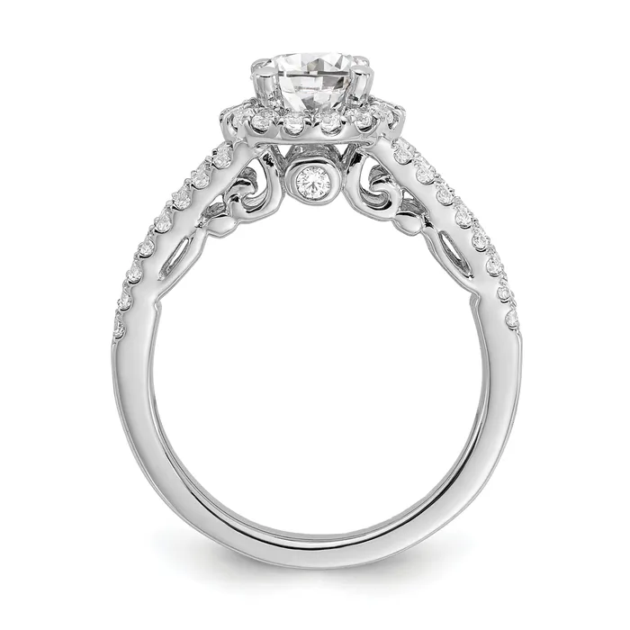 075ct CZ Solid Real 14K White Gold Round Halo Engagement Ring Goldia Rings