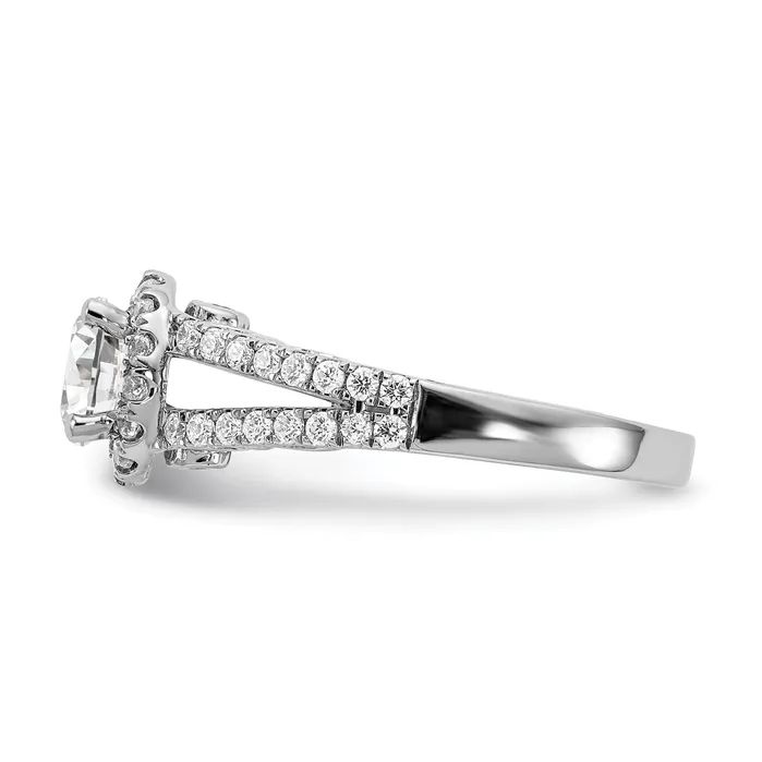 075ct CZ Solid Real 14K White Gold Round Halo Engagement Ring Goldia Rings
