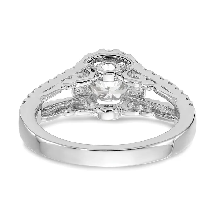 075ct CZ Solid Real 14K White Gold Round Halo Engagement Ring Goldia Rings