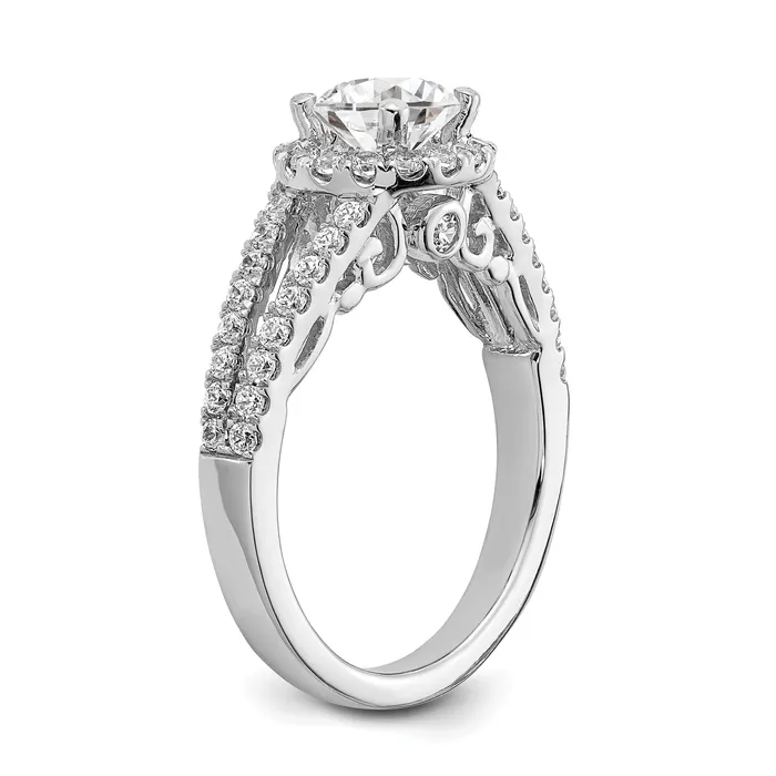 075ct CZ Solid Real 14K White Gold Round Halo Engagement Ring Goldia Rings