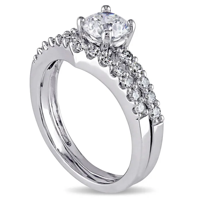 088 CT TW Natural Diamond Bridal Engagement Ring Set in Solid 14K White Gold Goldia Rings 088 CT TW Natural Diamond Bridal Engagement Ring Set in Solid 14K White Gold Goldia Rings